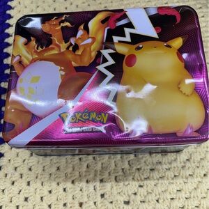 Pokemon Tin case featuring Pikachu & Charizard - case only